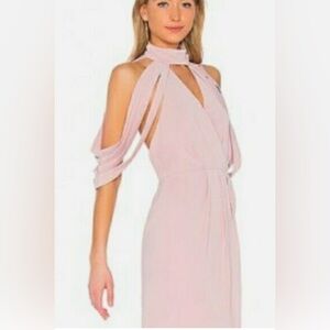 ELLIATT Sz L Viola Dress in Dusty Pink Halter Neck Ribbon Style Sleeveles NEW